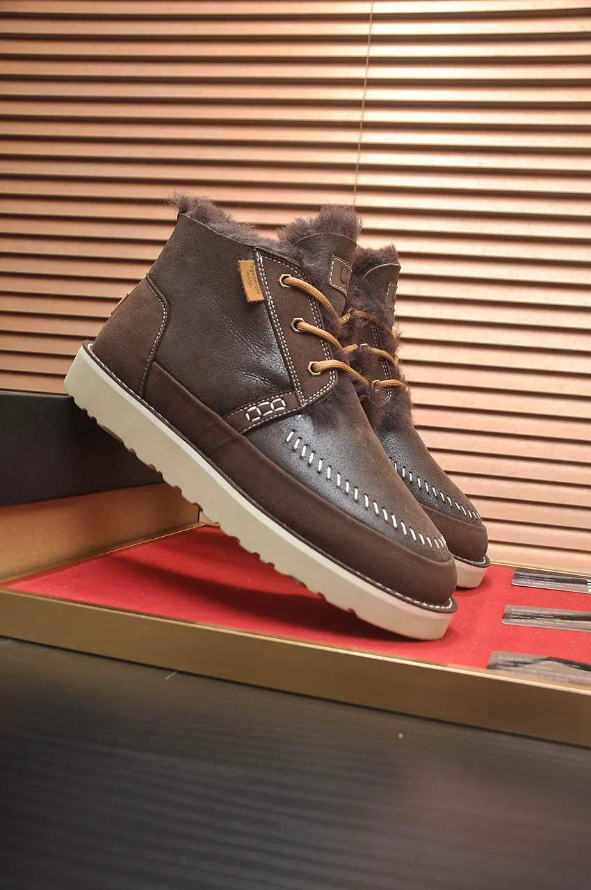 Men's shoes 💰640💶 [UGG] (full wool lining) top-end high-quality fur-in-one warm snow boots from Australia's warm luxury brand men's shoes, UGG-5877 official website synchronized, made of imported cowhide, carefully sewn...Imported rubber foam outsole (comfortable, soft, wear-resistant) The quality is really great...Exquisite workmanship, you can't put it down at first sight, available in sizes 39-44
